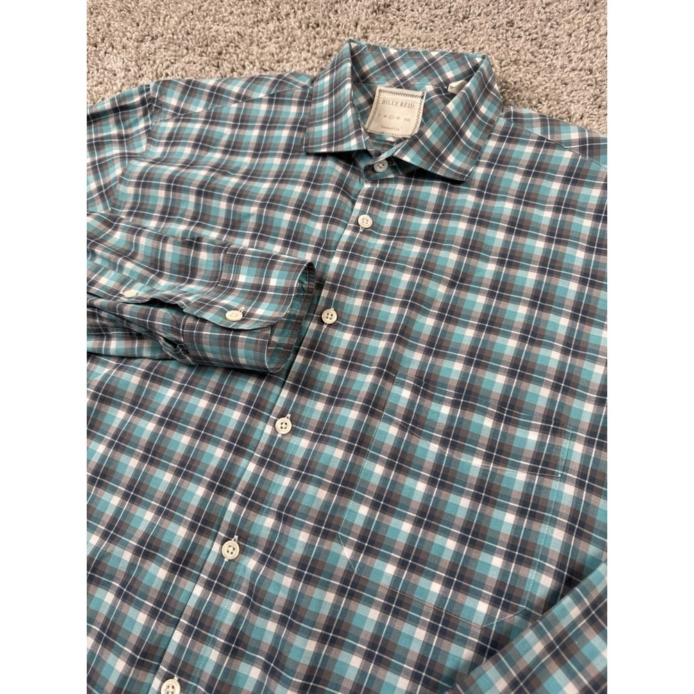 Billy Reid Standard Cut Men's Long Sleeve Button Up Shirt‎ Plaid Large
